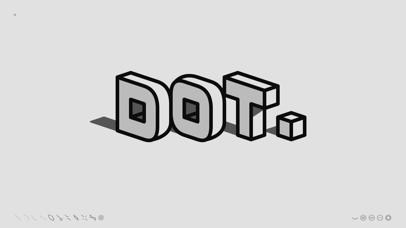 an illustrated 3D text that says 'DOT.' on the Dotgrid app;