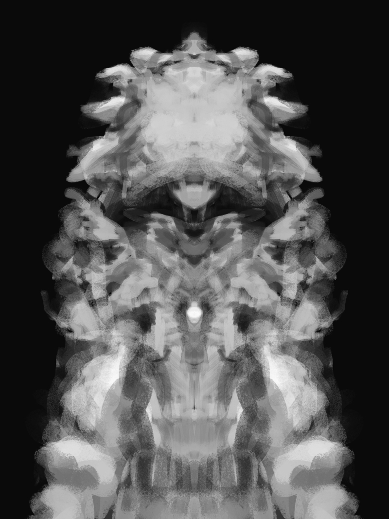 an abstract portrait of a figure wearing a puffy dinosaur armour coat?