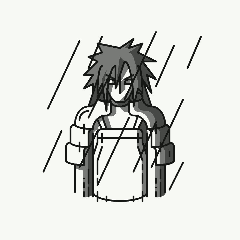 Madara Uchiha stands in the rain