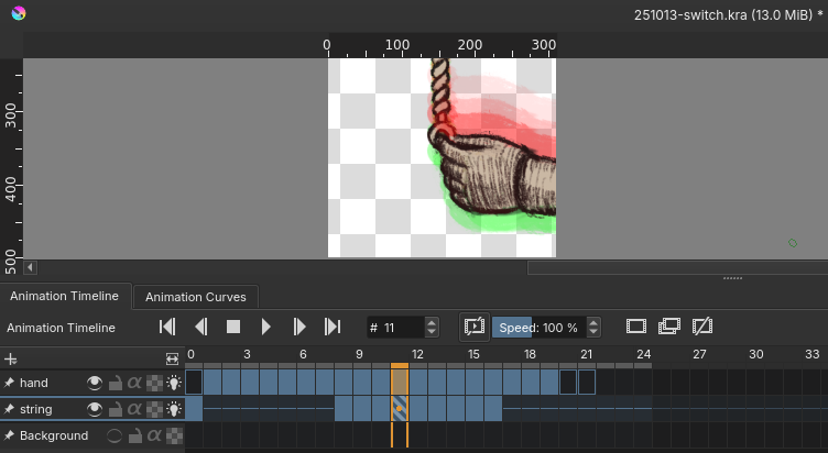Krita animation process for the theme switcher pullstring
