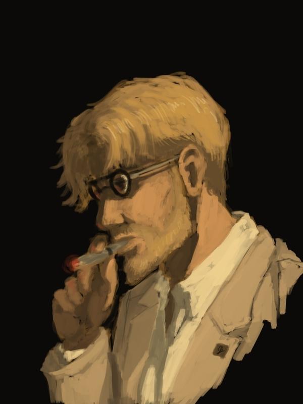 Zeke smoking a cigarette