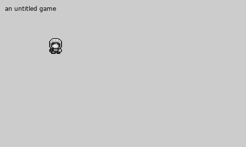 an untitled game, a blank grey canvas, and a small astronaut-like character sprite