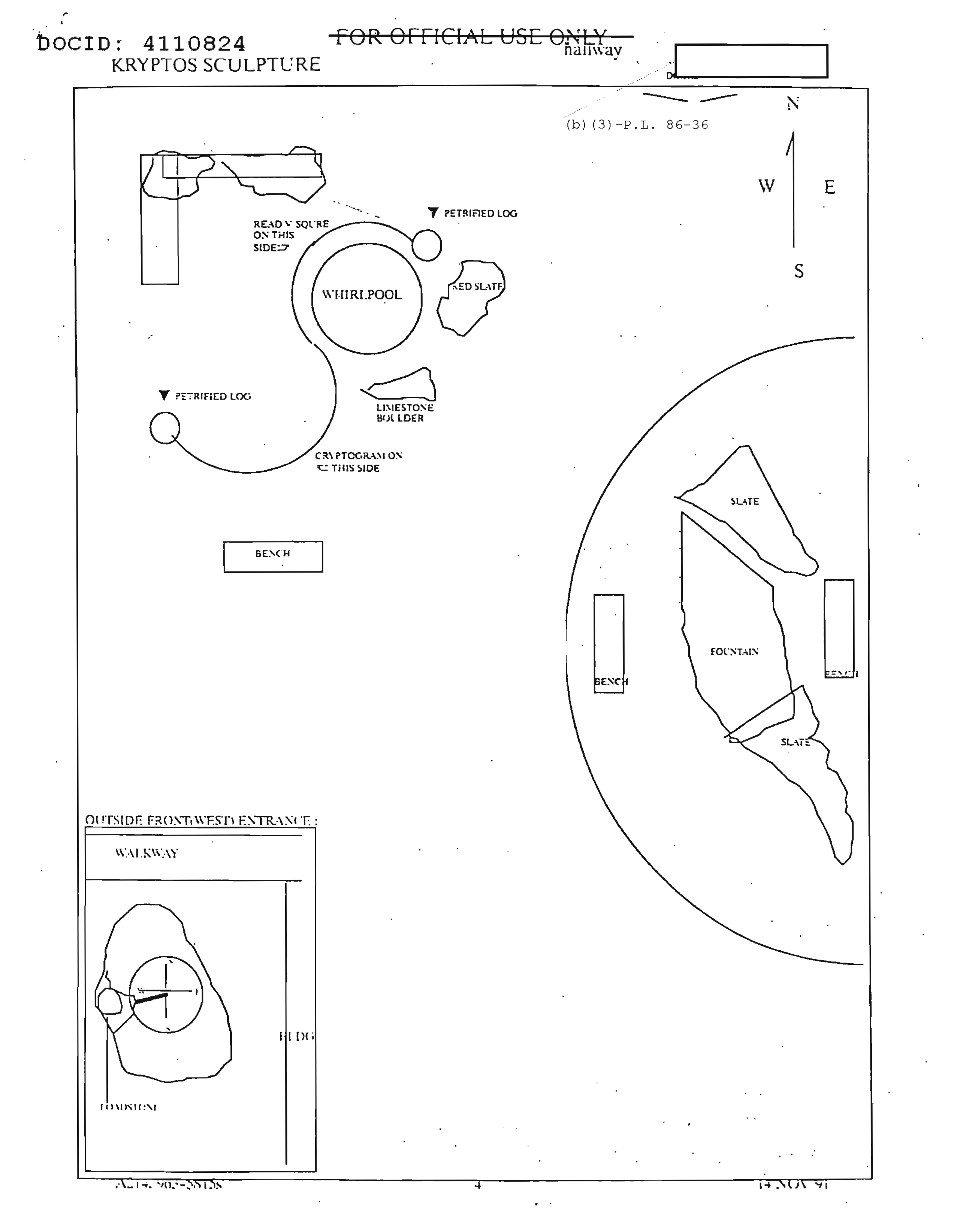 map of the Kryptos sculpture and the surrounding area