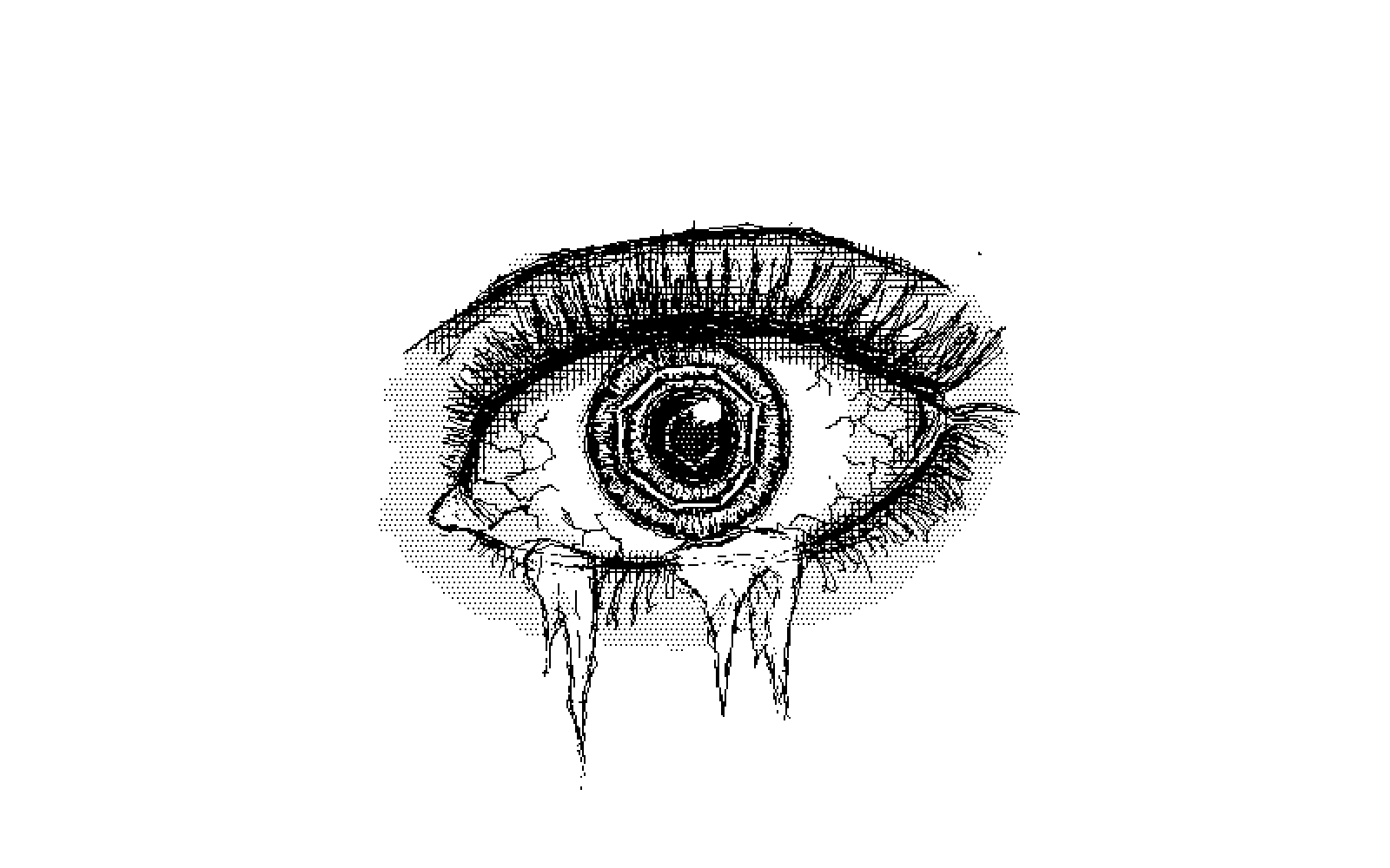 an eye with frozen tears