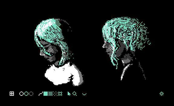 pixel art portraits of two people