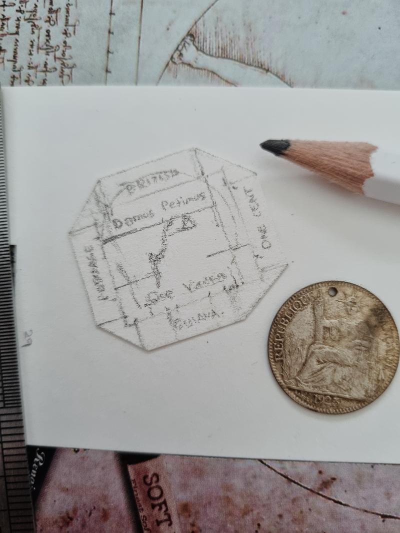 replication process of the British Guiana 1c magenta stamp. small 1925 French coin for scale