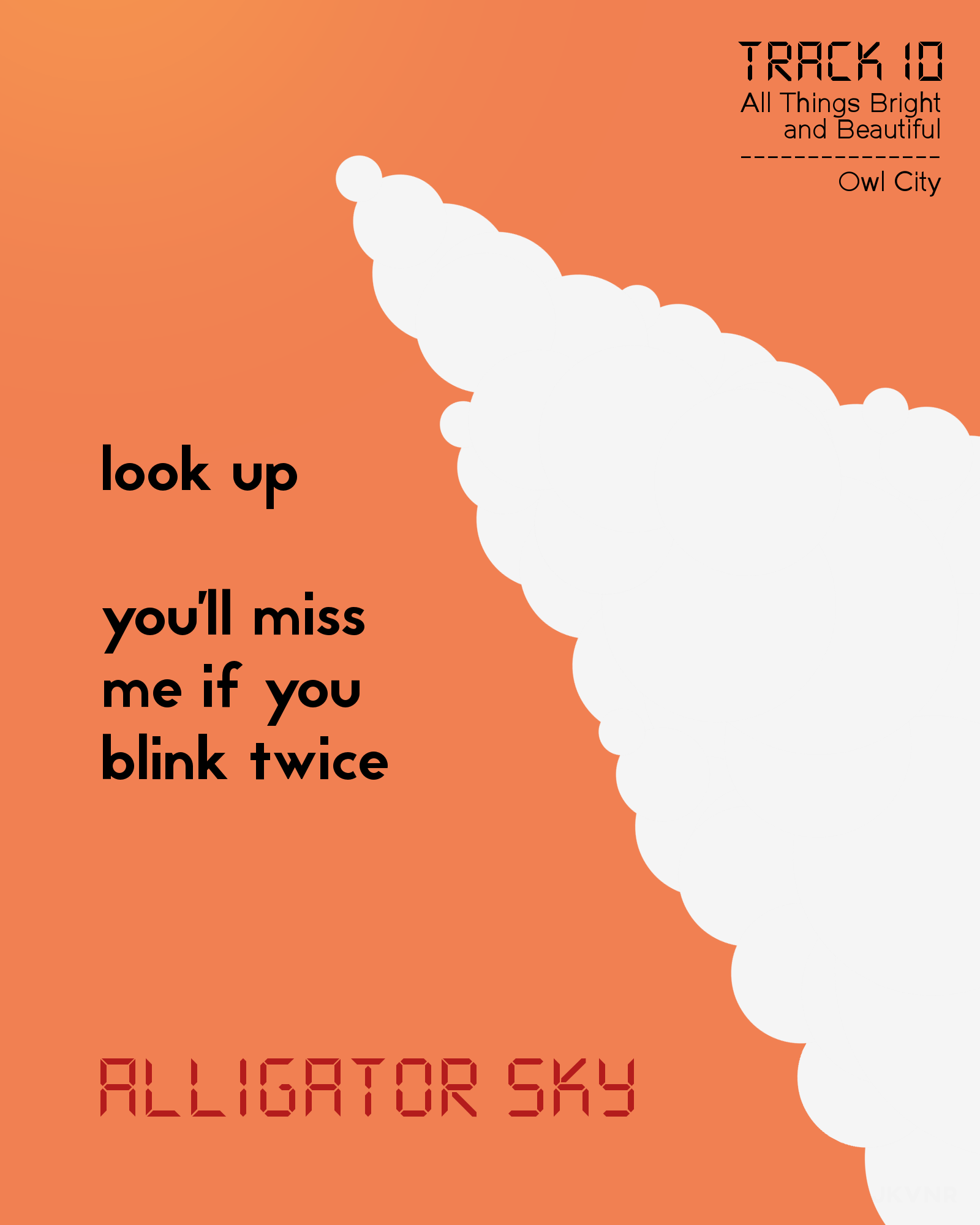 poster for 'Alligator Sky' from 'All Things Bright and Beautiful' album by Owl City