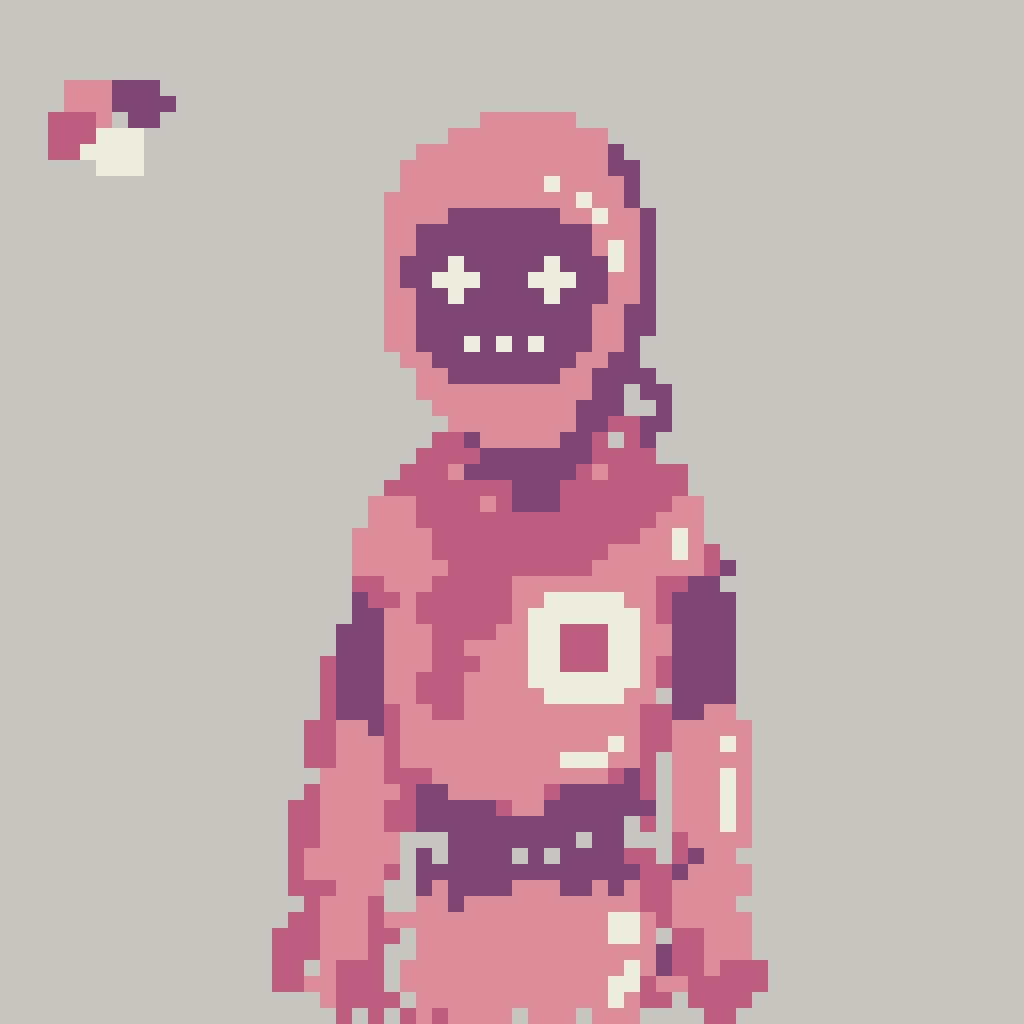 a portrait of a pink and purple robot