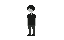 a monochromatic pixel art self-portrait