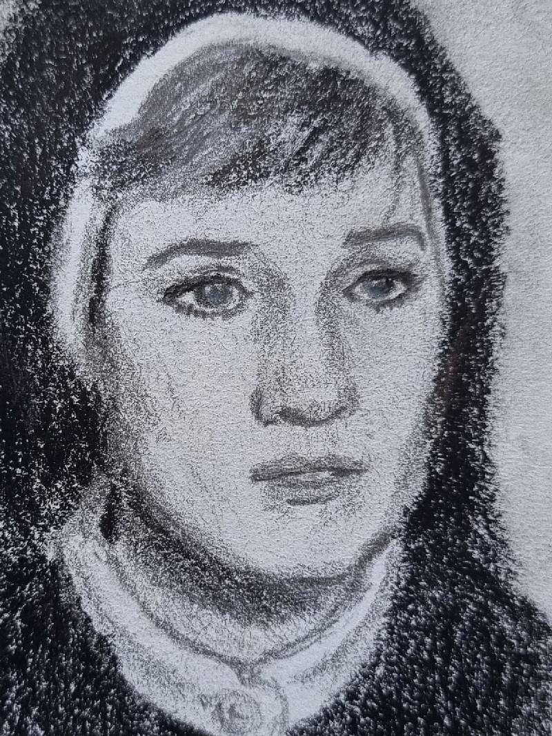 Maria (Sound of Music), charcoal and graphite on paper