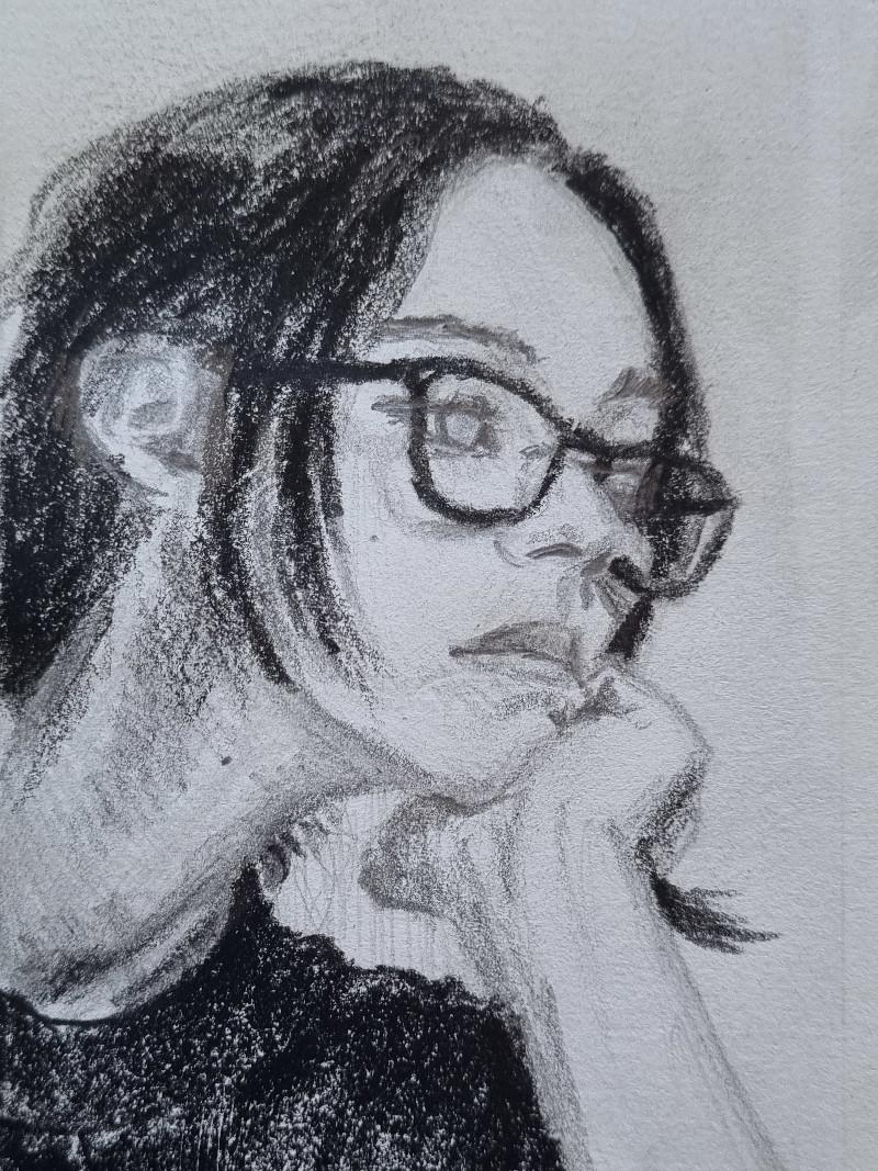 a girl with glasses