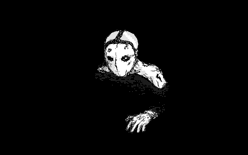 a masked creature emerging from black water